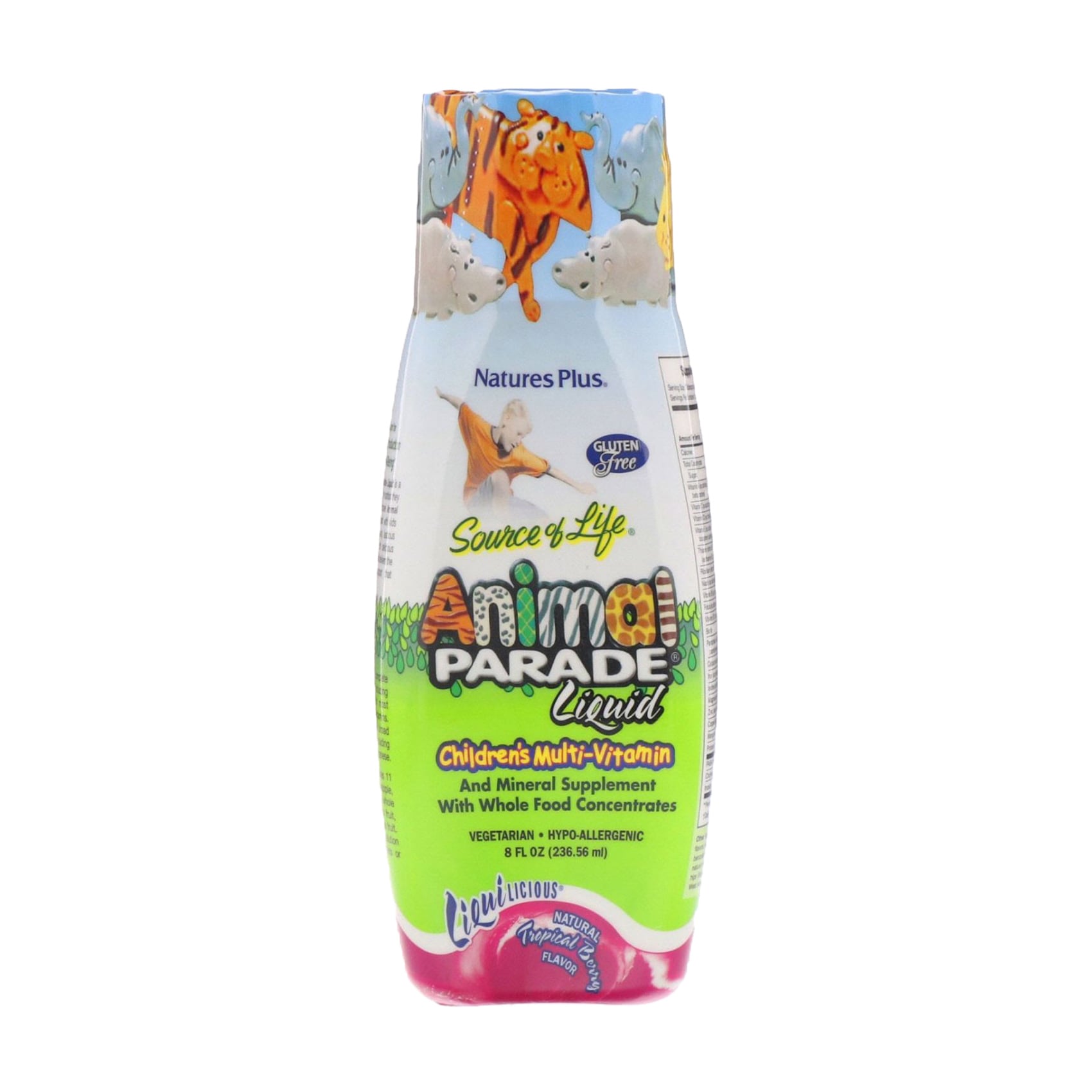 Дитячі мультивітаміни NaturesPlus Animal Parade зі смаком тропічних фруктів, в рідині, 236 мл